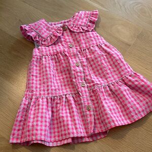 Zara Pink Gingham Ruffle Dress